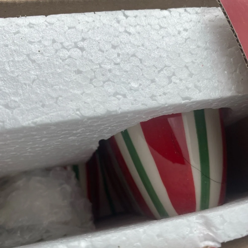 Pier 1 Imports Candy Cane Dip Bowl And Spreader Set ceramic New Open Box